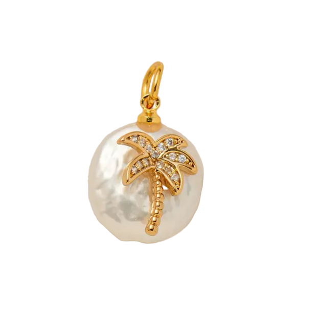 White Palm Tree Pearl Charm