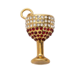 Gold Wine Glass With White and Red Diamonds Charm