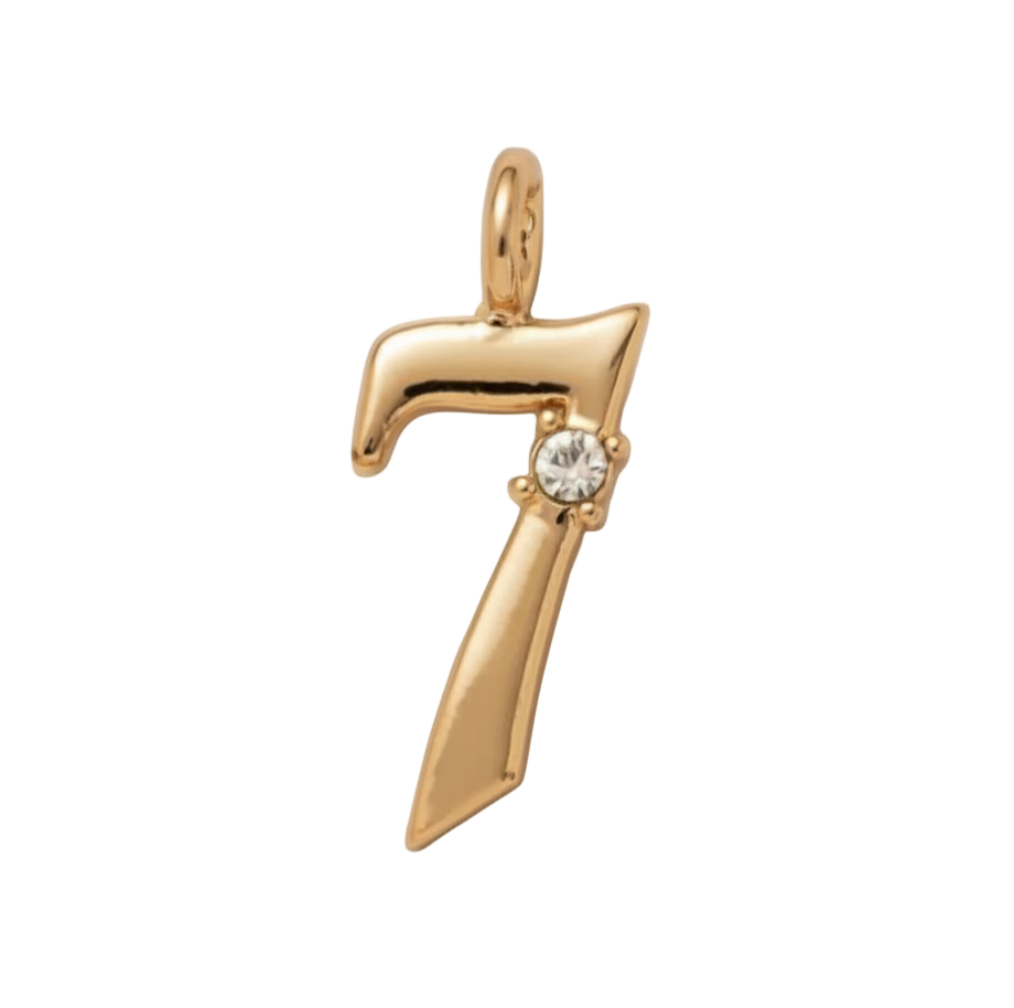 Lucky Number 7 with Diamonds Charm (Gold)
