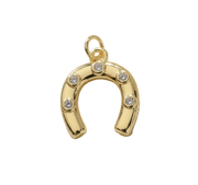 Horseshoe with Diamonds Charm (Gold)