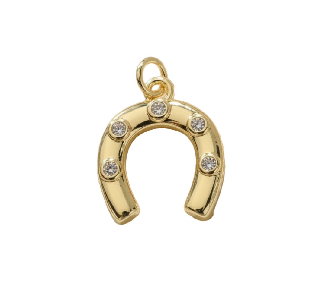 Horseshoe with Diamonds Charm (Gold)