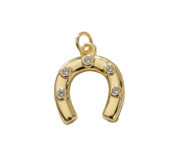 Horseshoe with Diamonds Charm (Gold)