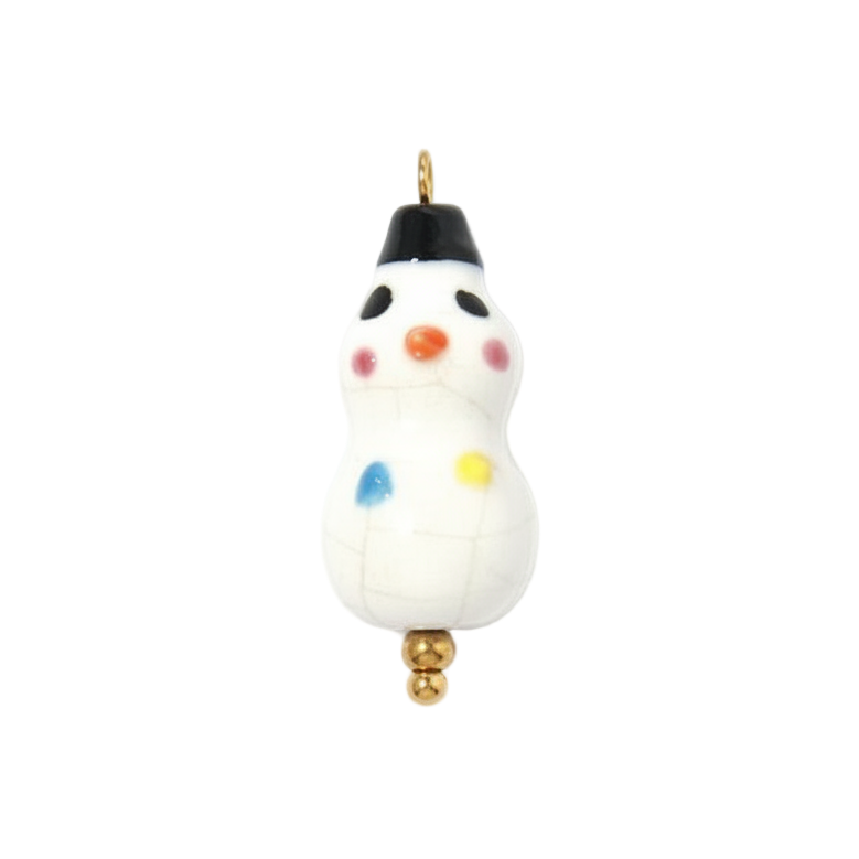 White Ceramic Frosty The Snowman Charm