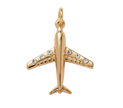 Airplane With Diamonds Charm (Gold)
