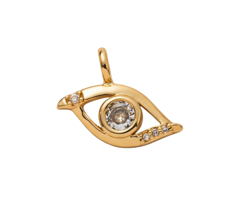 Golden Eye with Diamonds Charm