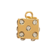 Large Golden Dice with Diamonds Charm
