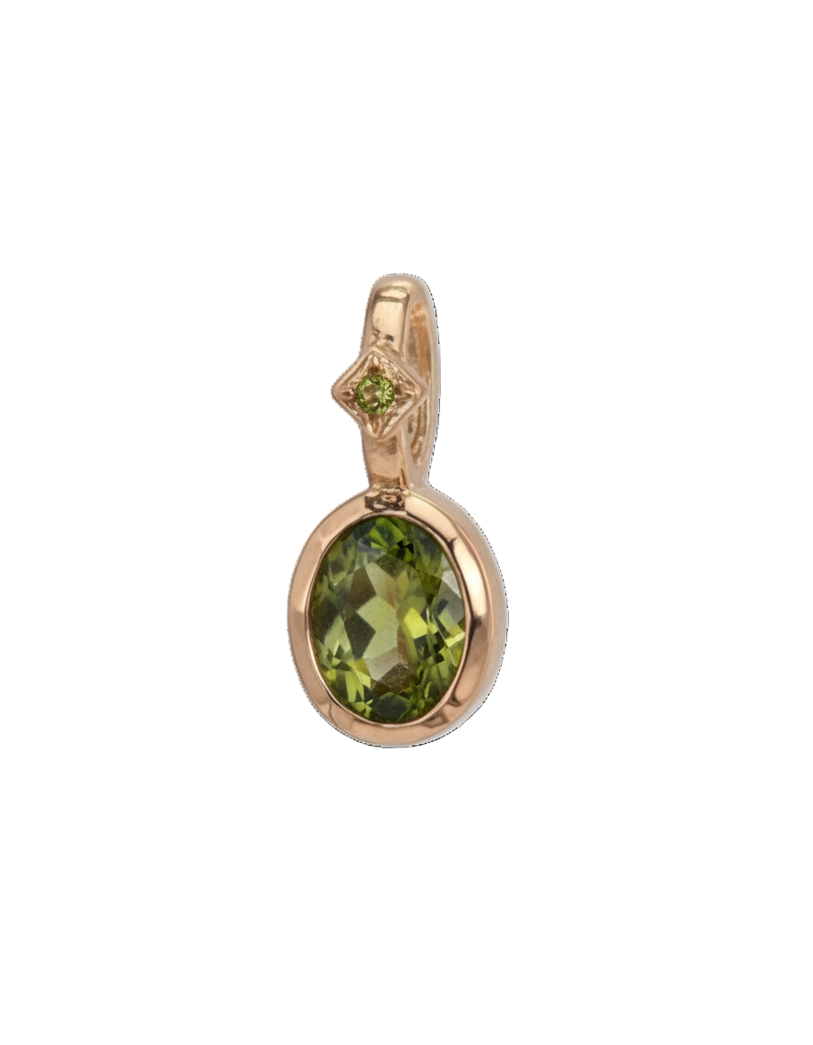 Green August Peridot Birthstone Charm