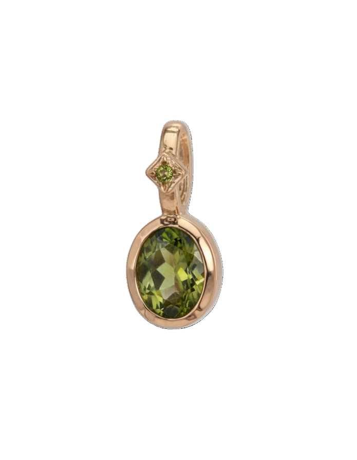 Green August Peridot Birthstone Charm