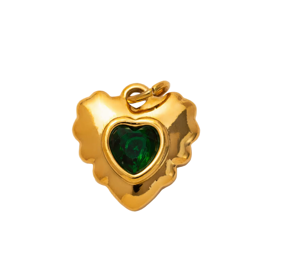 Green Heart of Emerald Charm