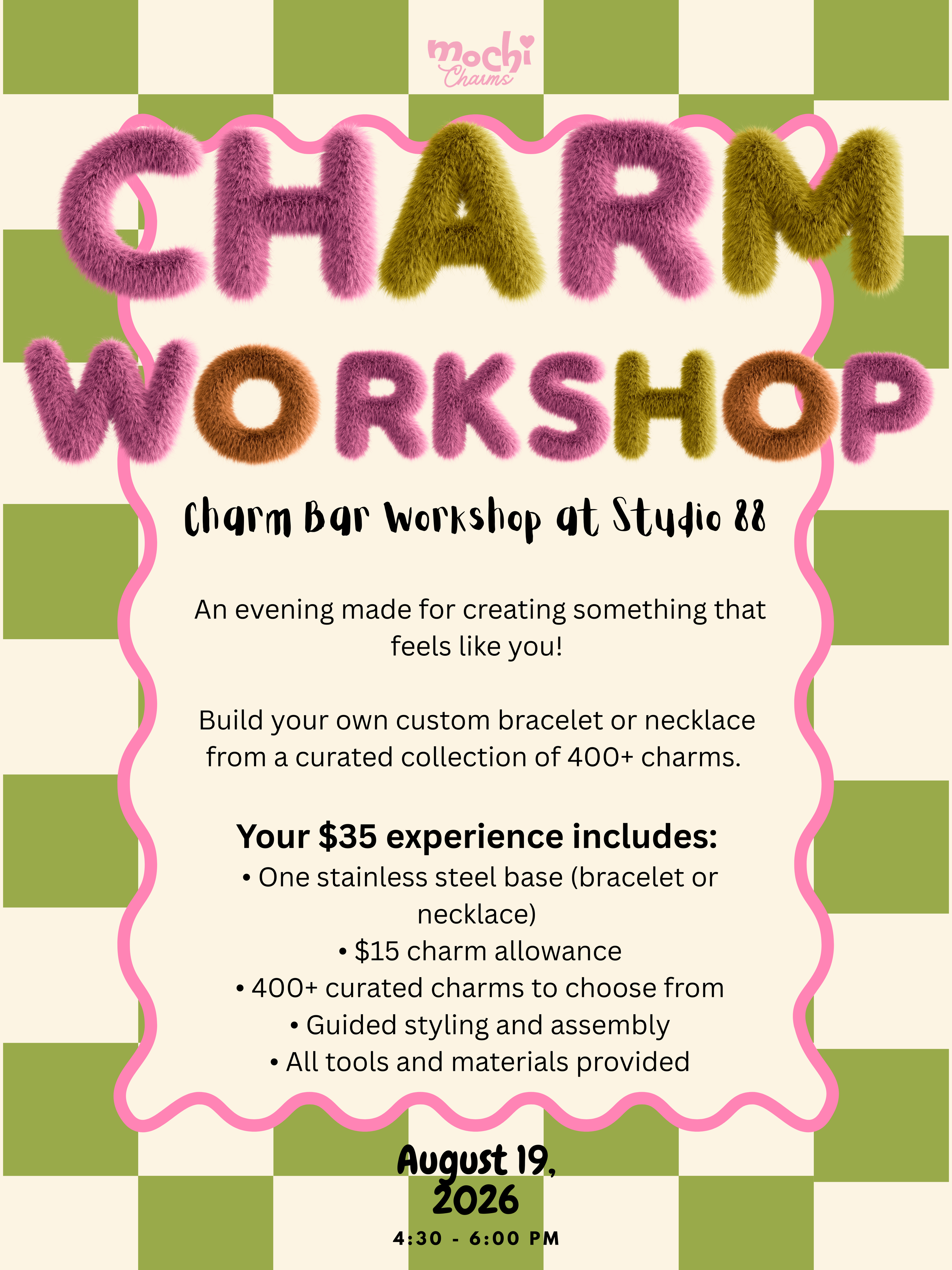 Mochi Charms Workshop at Studio 88 - August 19, 2026