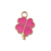 Lucky Hot Pink Four Leaf Clover Charm
