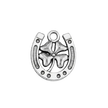 Lucky Horseshoe Four Leaf Clover Charm (Silver)