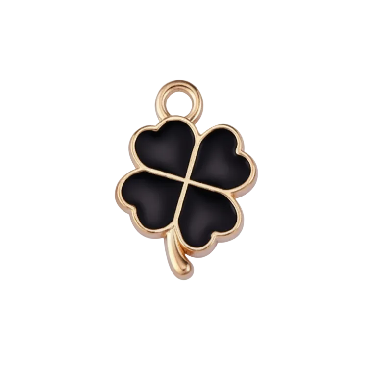 Lucky Black Four Lead Clover Charm
