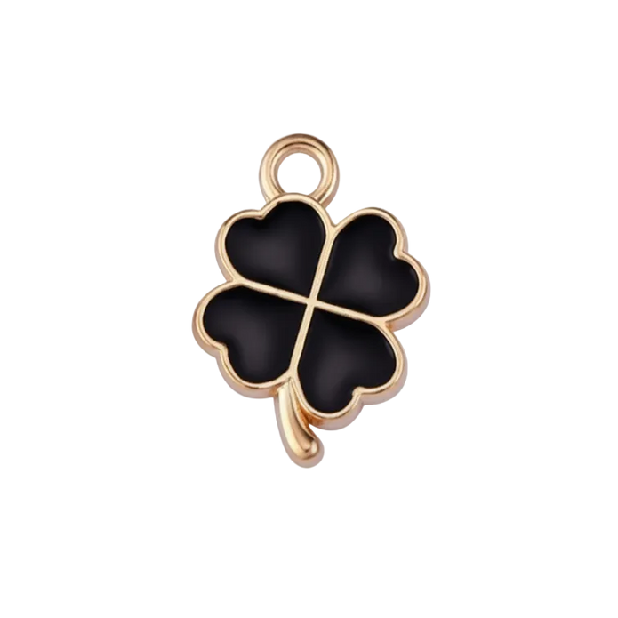 Lucky Black Four Lead Clover Charm