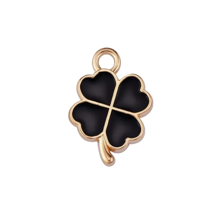 Lucky Black Four Lead Clover Charm