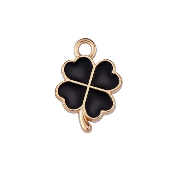 Lucky Black Four Lead Clover Charm