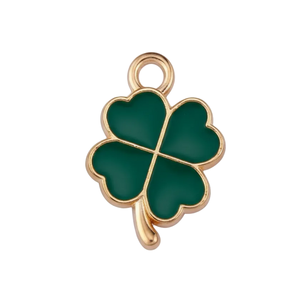 Lucky Green Four Leaf Clover Charm