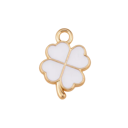 Lucky White Four Leaf Clover Charm