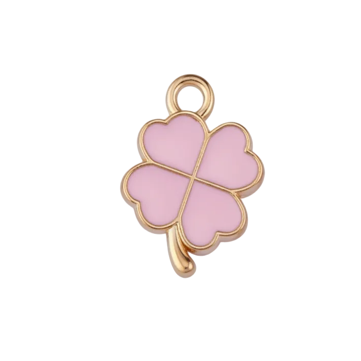 Lucky Pink Four Leaf Clover Charm