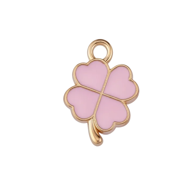Lucky Pink Four Leaf Clover Charm