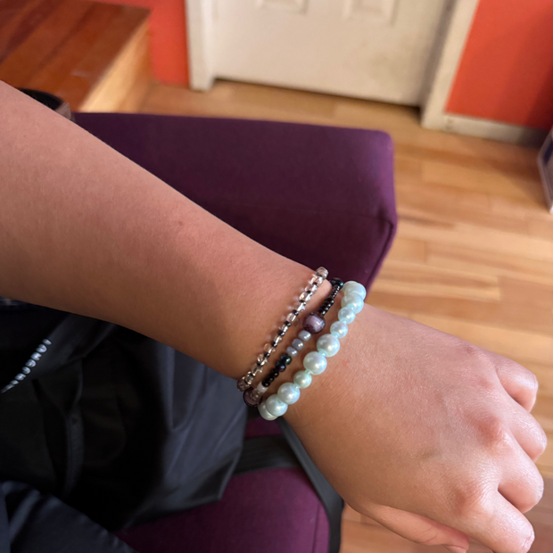 Handmade Beaded Bracelet (Aquamarine Pearls)
