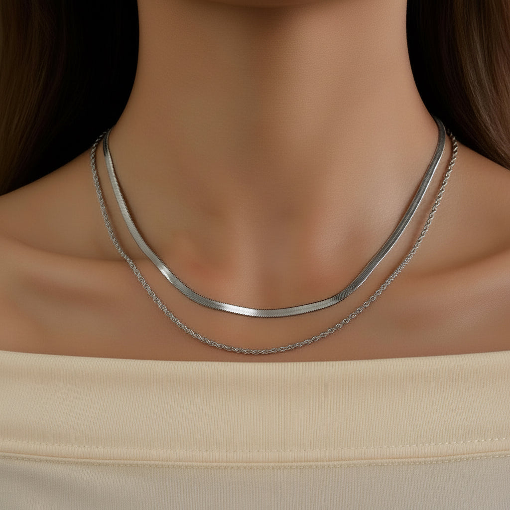 Aura Layered Necklace (Silver)