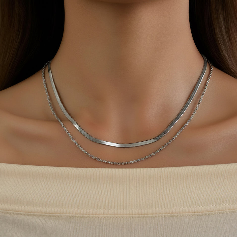 Aura Layered Necklace (Silver)