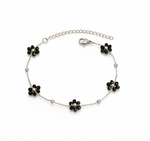 Sola Black Flower Bracelet (Silver)