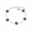 Sola Black Flower Bracelet (Silver)