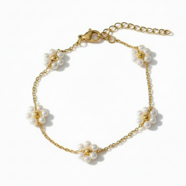 Sola White Flower Bracelet (Gold)