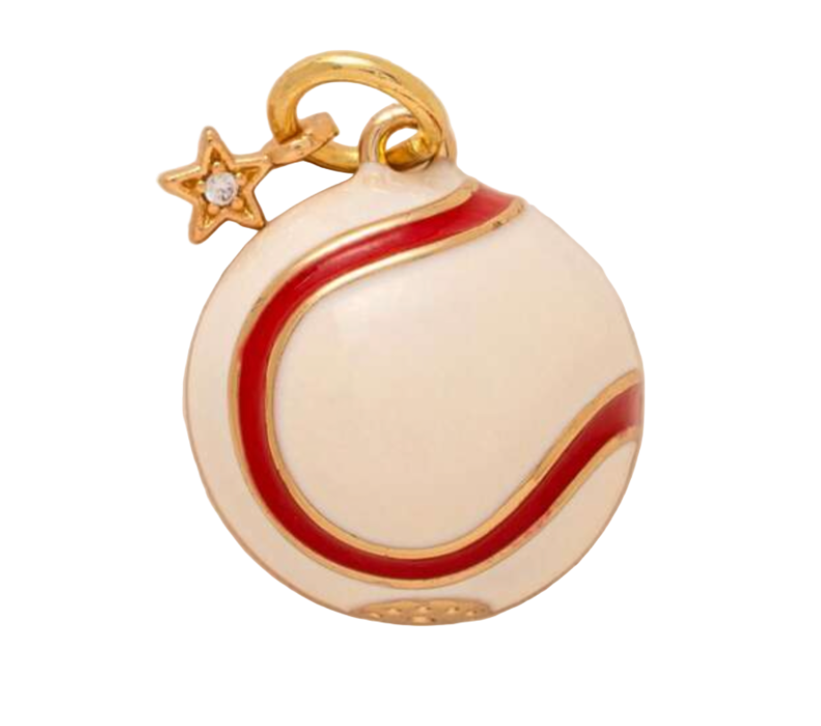 White and Red Baseball Charm