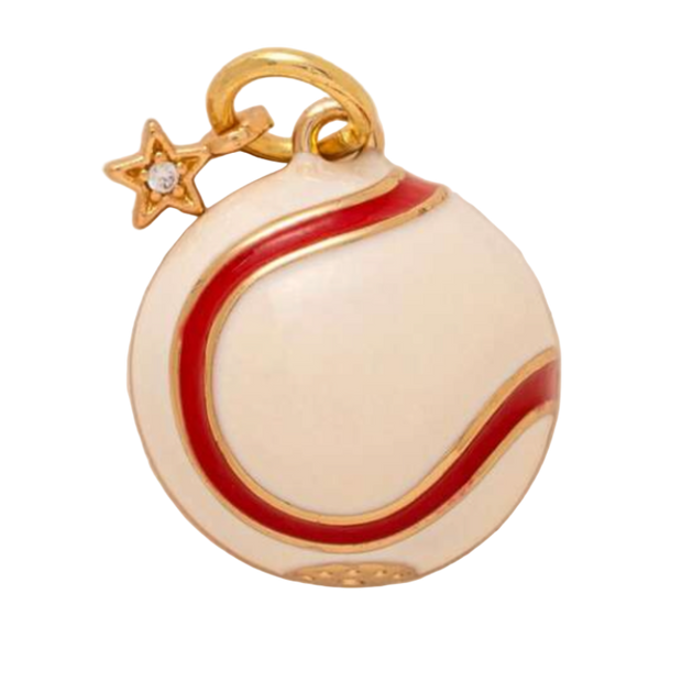 White and Red Baseball Charm