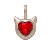 Red Heart Cat Ears Charm (Silver)