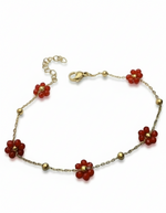 Sola Red Flower Bracelet (Gold)