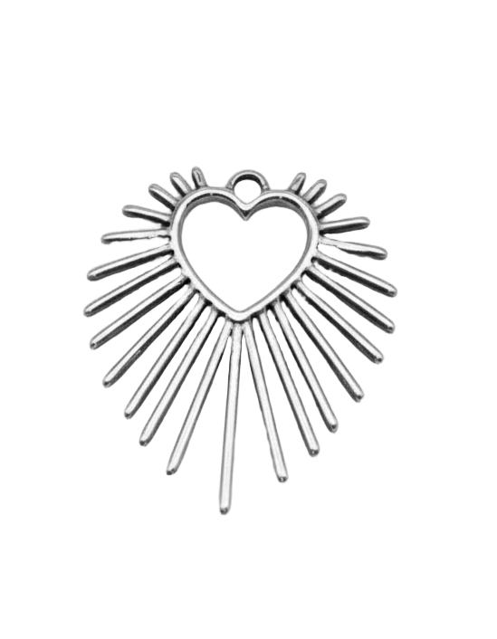 Heart Rays Charm (Silver)