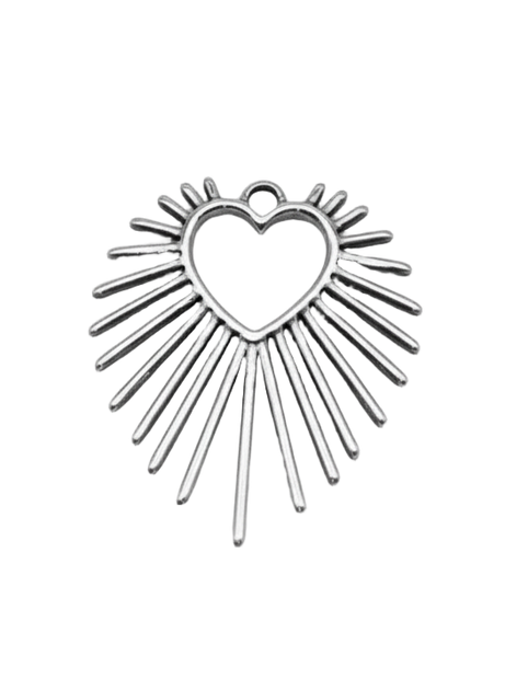 Heart Rays Charm (Silver)