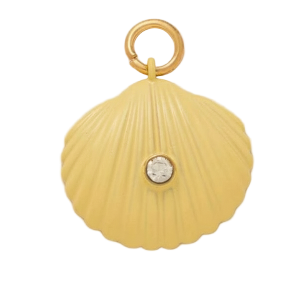 Yellow Seashell With Diamond Charm