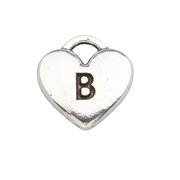 B Letter Heart Charm (Silver)