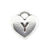 Y Letter Heart Charm (Silver)