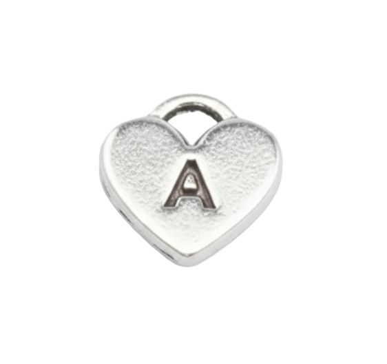 A Letter Heart Charm (Silver)