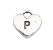 P Letter Heart Charm (Silver)