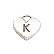 K Letter Heart Charm (Silver)