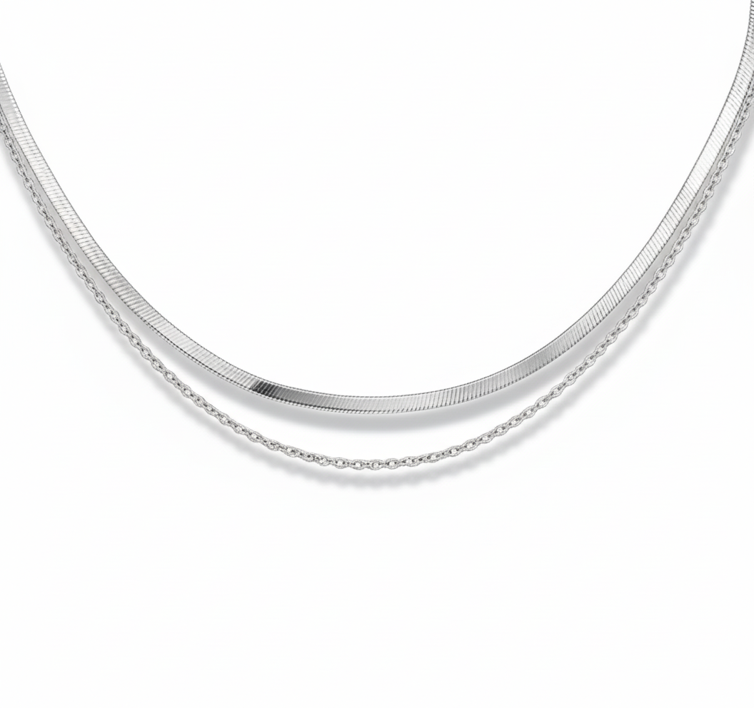 Aura Layered Necklace (Silver)