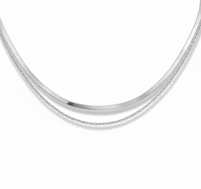Aura Layered Necklace (Silver)