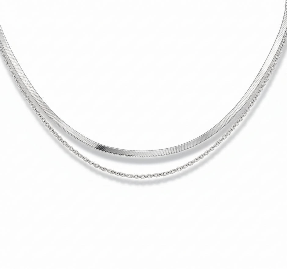 Aura Layered Necklace (Silver)