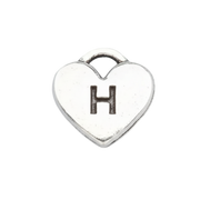 H Letter Heart Charm (Silver)