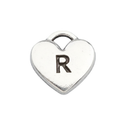 R Letter Heart Charms (Silver)