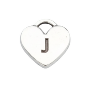 J Letter Heart Charm (Silver)