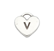 V Letter Heart Charm (Silver)