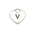 V Letter Heart Charm (Silver)
